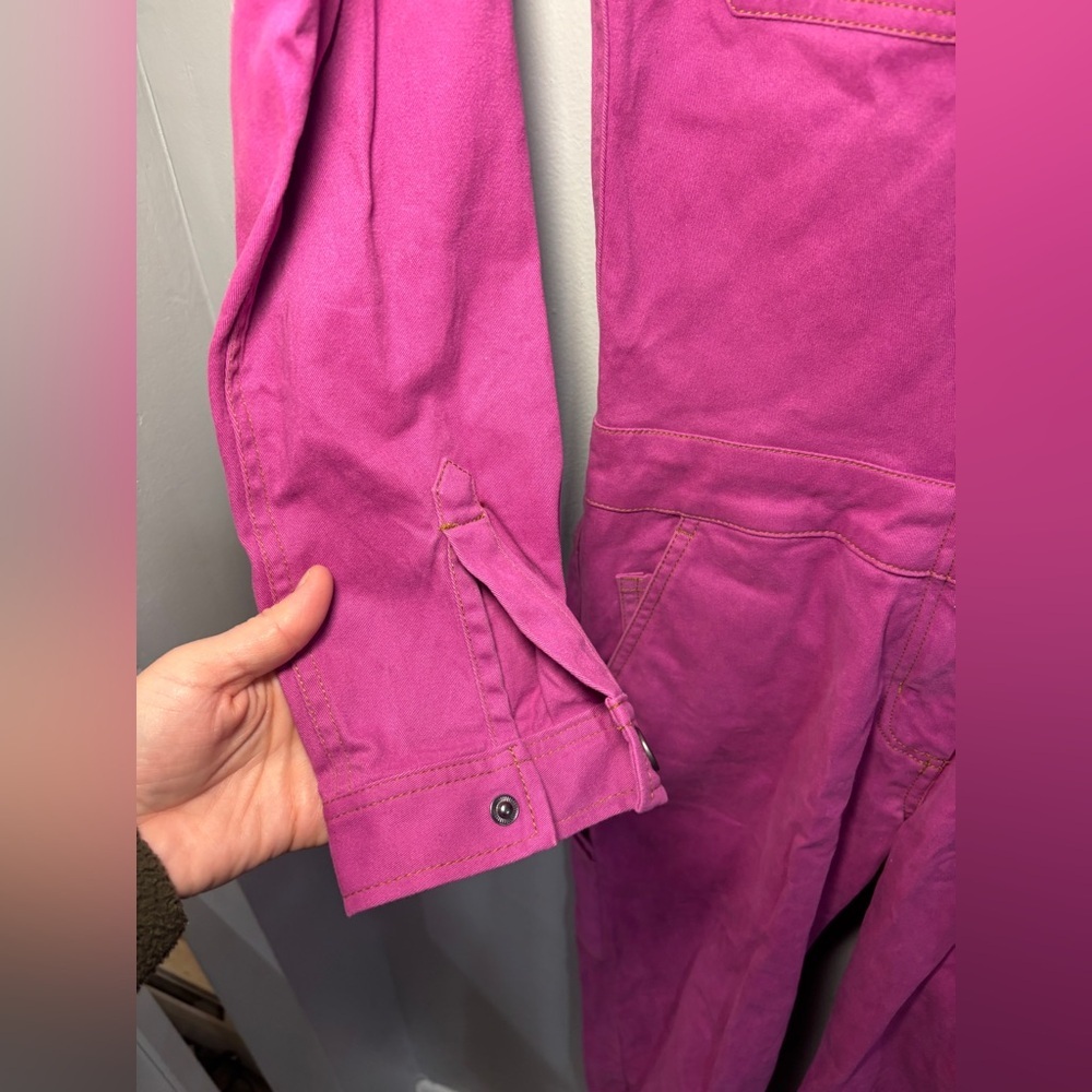 Wildfang THE ESSENTIAL LONG SLEEVE COVERALL Bright Pink Purple size XS workwear - Picture 10 of 12
